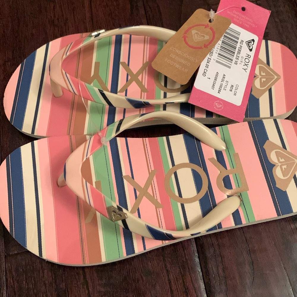 Roxy stripe flip flops - big girls size 1